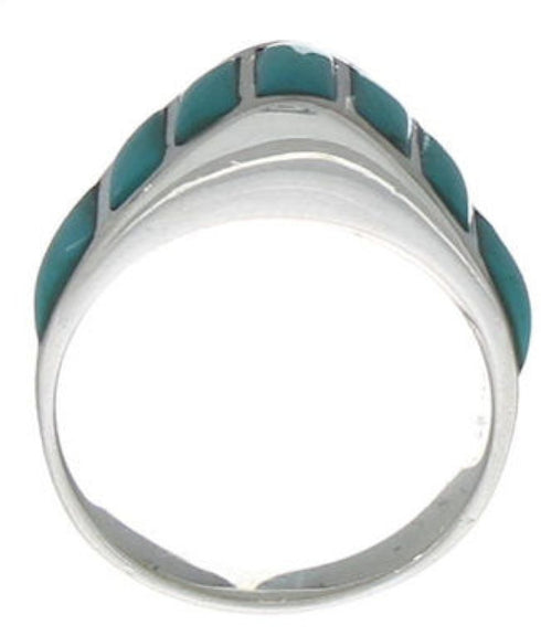 Turquoise Inlay Sterling Silver Jewelry Ring Size 8-1/2 VX36582